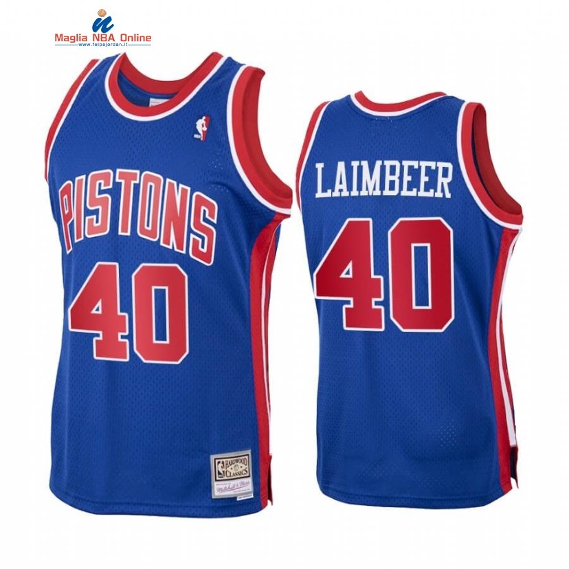 Maglia NBA Detroit Pistons #40 Bill Laimbeer Blu Hardwood Classics 1988-89 Acquista