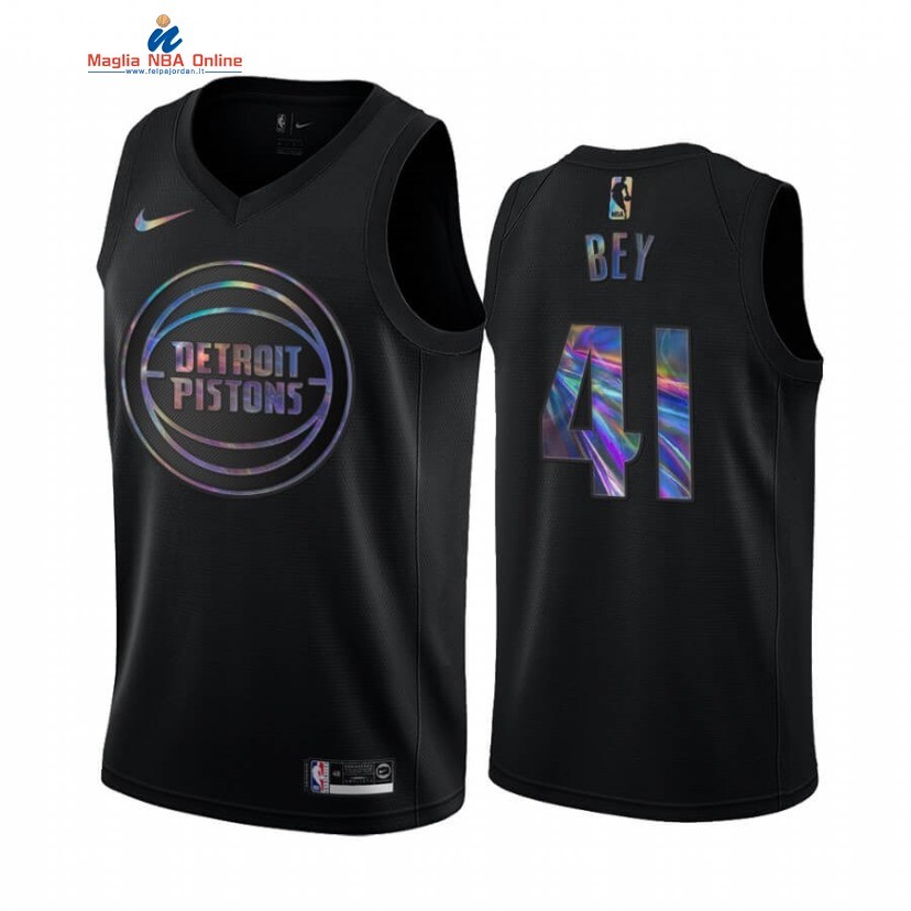 Maglia NBA Detroit Pistons #41 Saddiq Bey Nero Hardwood Classics 2020 Acquista