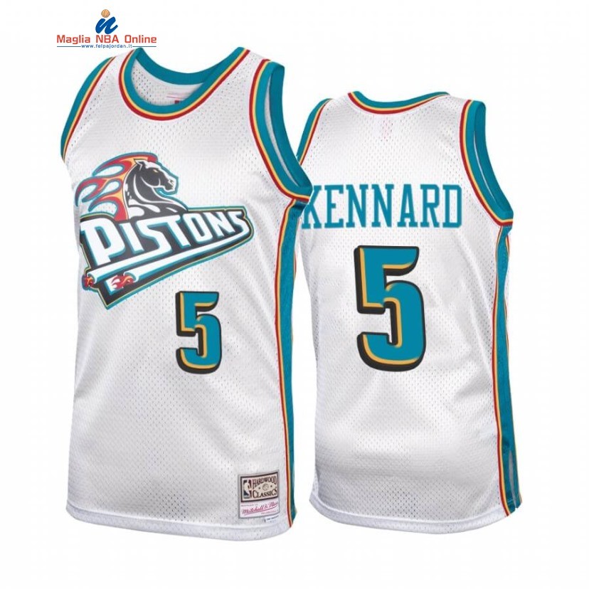 Maglia NBA Detroit Pistons #5 Luke Kennard Bianco Hardwood Classics Acquista