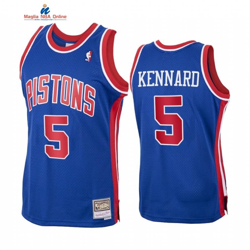 Maglia NBA Detroit Pistons #5 Luke Kennard Blu Hardwood Classics 1988-89 Acquista