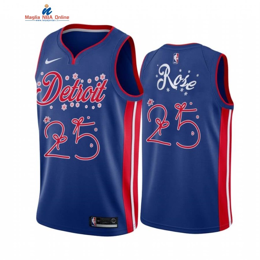 Maglia NBA Detroit Pistons 2020 Natale #25 Derrick Rose Blu Acquista