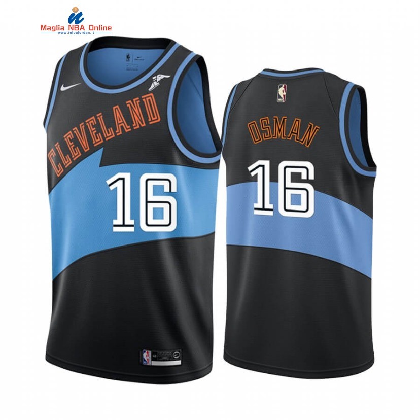 Maglia NBA Earned Edition Cleveland Cavaliers #16 Cedi Osman Nero 2019-20 Acquista