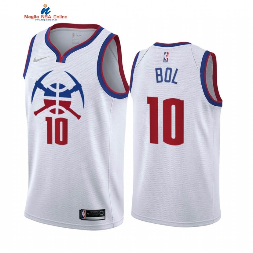 Maglia NBA Earned Edition Denver Nuggets #10 Bol Bol Bianco 2020-21 Acquista