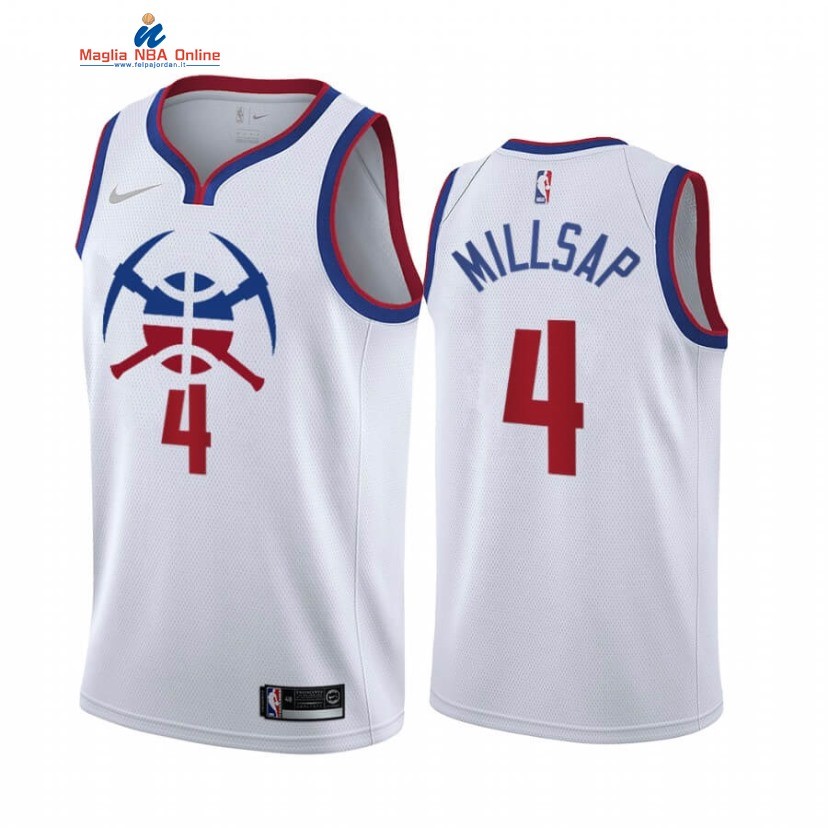 Maglia NBA Earned Edition Denver Nuggets #4 Paul Millsap Bianco 2020-21 Acquista