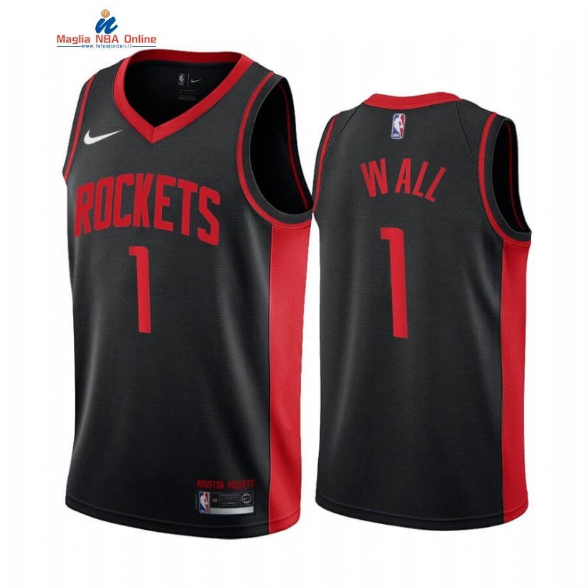 Maglia NBA Earned Edition Houston Rockets #1 John Wall Nero 2020-21 Acquista