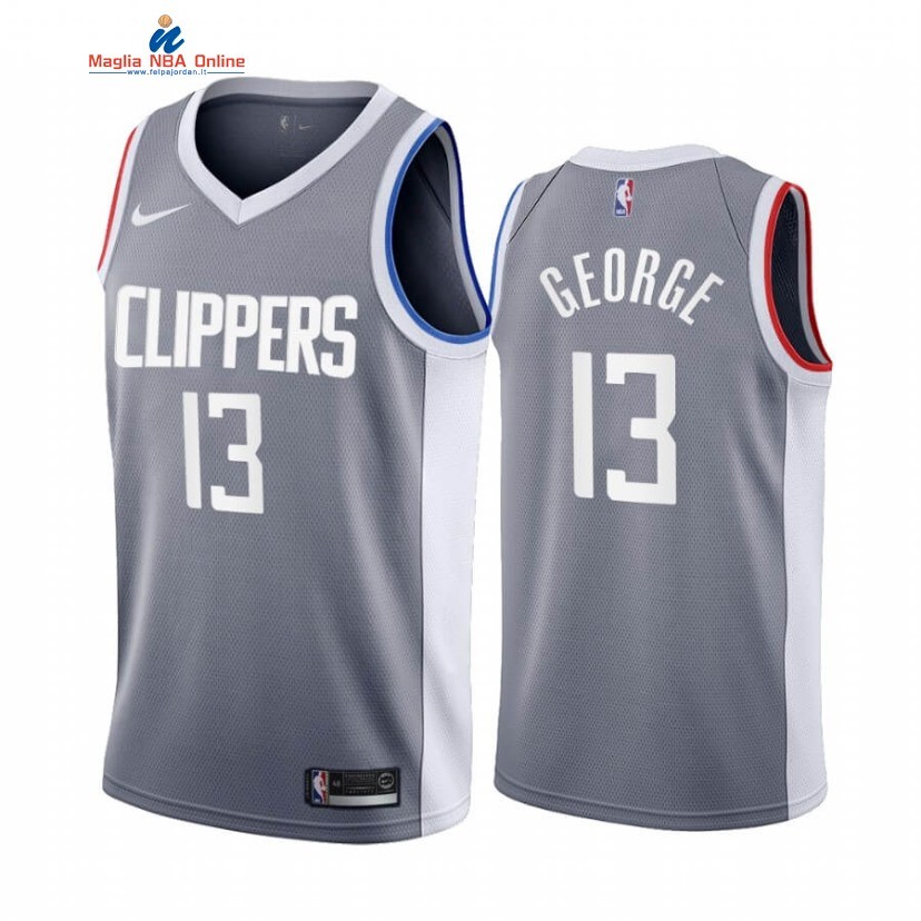 Maglia NBA Earned Edition Los Angeles Clippers #13 Paul George Grigio 2020-21 Acquista