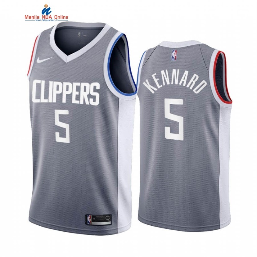 Maglia NBA Earned Edition Los Angeles Clippers #5 Luke Kennard Grigio 2020-21 Acquista