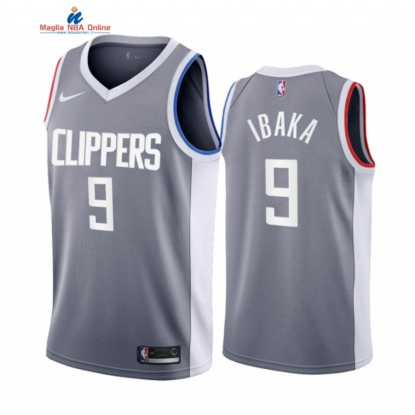 Maglia NBA Earned Edition Los Angeles Clippers #9 Serge Ibaka Grigio 2020-21 Acquista