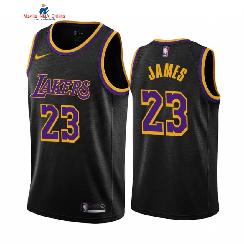 Maglia NBA Earned Edition Los Angeles Lakers #23 LeBron James Nero 2020-21 Acquista