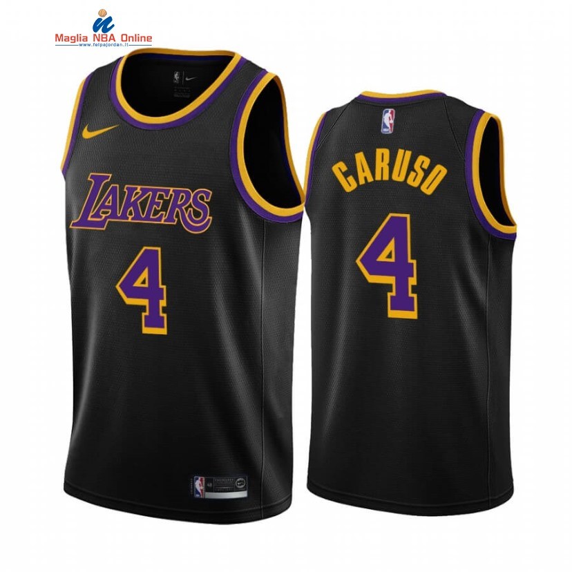 Maglia NBA Earned Edition Los Angeles Lakers #4 Alex Caruso Nero 2020-21 Acquista