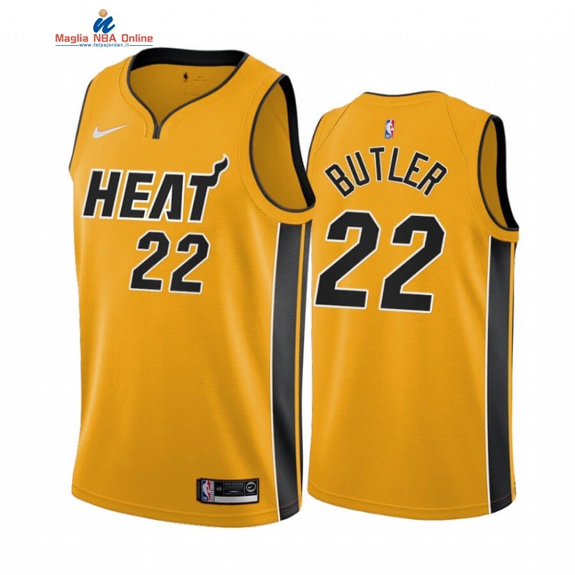 Maglia NBA Earned Edition Miami Heat #22 Jimmy Butler Giallo 2020-21 Acquista