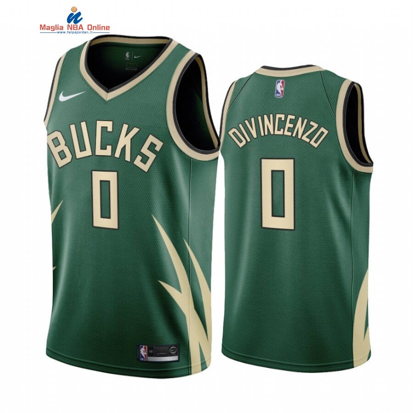 Maglia NBA Earned Edition Milwaukee Bucks #0 Donte DiVincenzo Verde 2020-21 Acquista