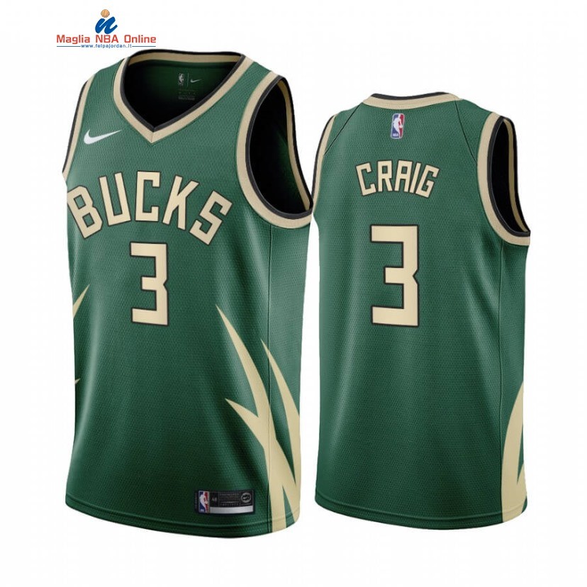 Maglia NBA Earned Edition Milwaukee Bucks #3 Torrey Craig Verde 2020-21 Acquista