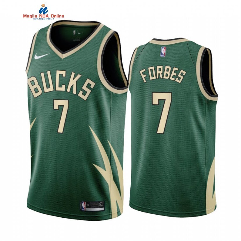 Maglia NBA Earned Edition Milwaukee Bucks #7 Bryn Forbes Verde 2020-21 Acquista