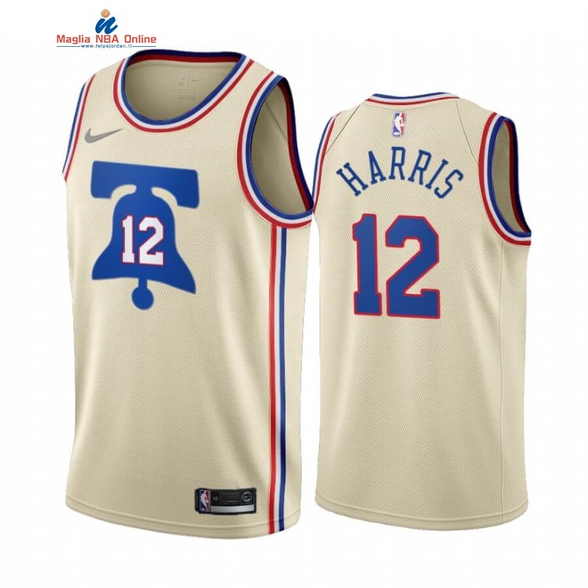 Maglia NBA Earned Edition Philadelphia Sixers #12 Tobias Harris Crema 2020-21 Acquista