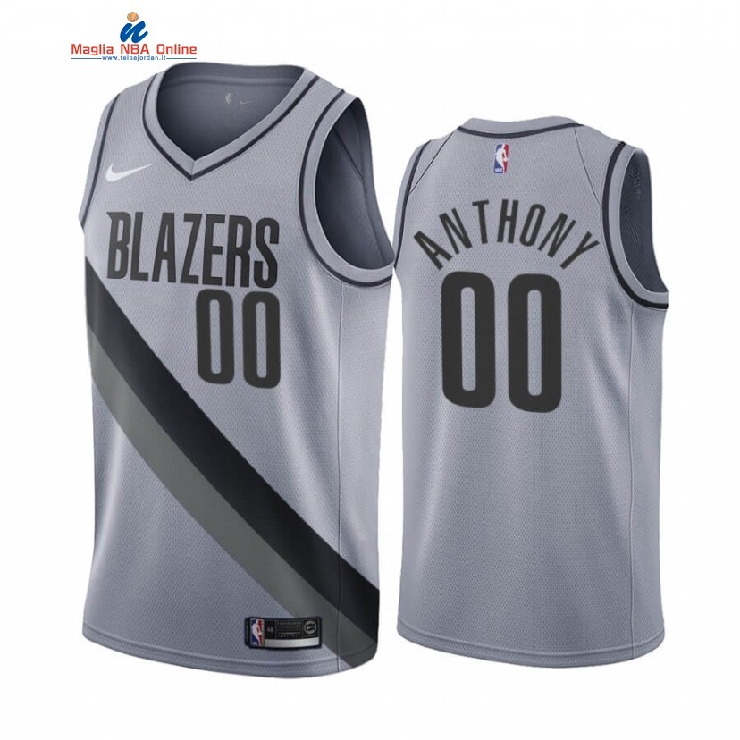 Maglia NBA Earned Edition Portland Trail Blazers #0 Carmelo Anthony Grigio 2020-21 Acquista
