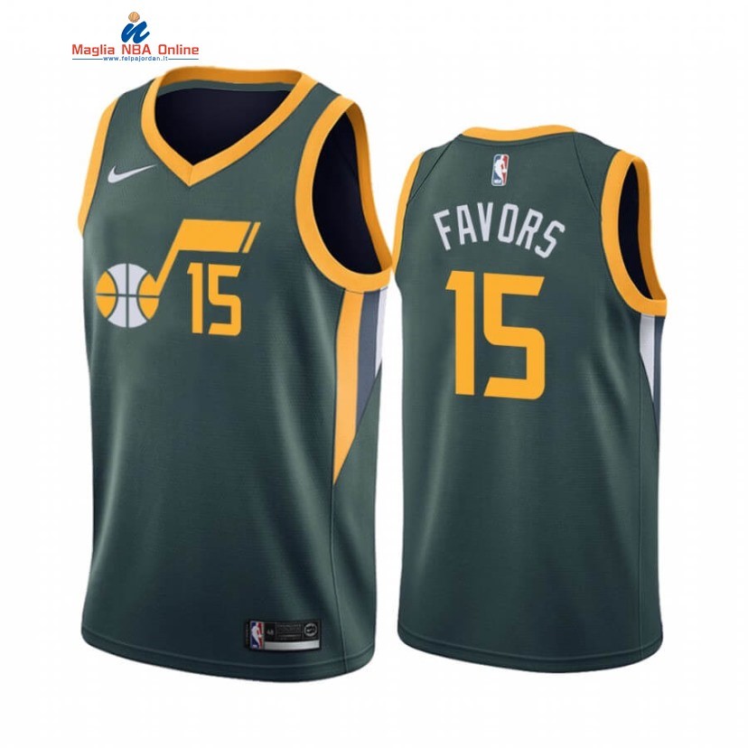 Maglia NBA Earned Edition Utah Jazz #15 Derrick Favors Verde Oro 2020-21 Acquista