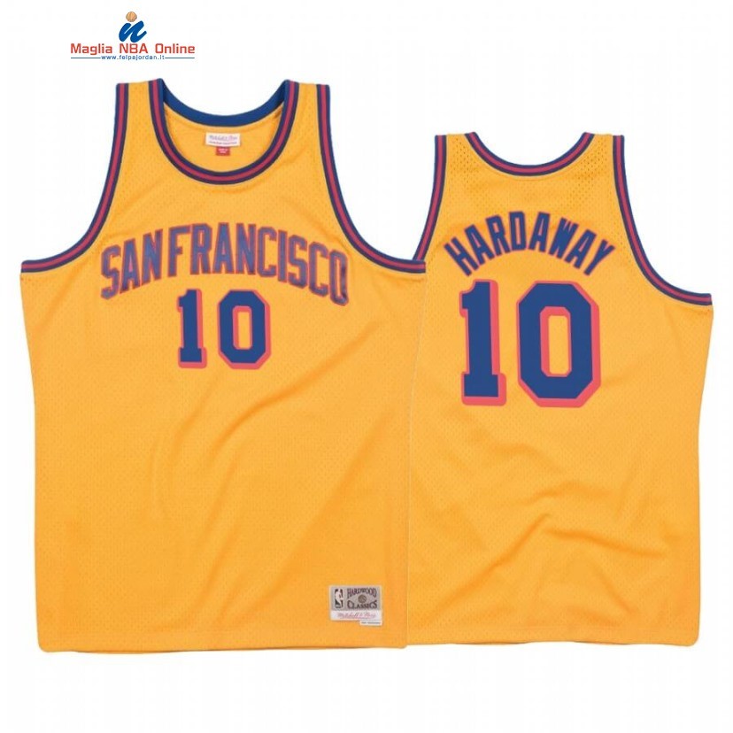 Maglia NBA Golden State Warriors #10 Tim Hardaway Oro Hardwood Classics 1962-63 Acquista