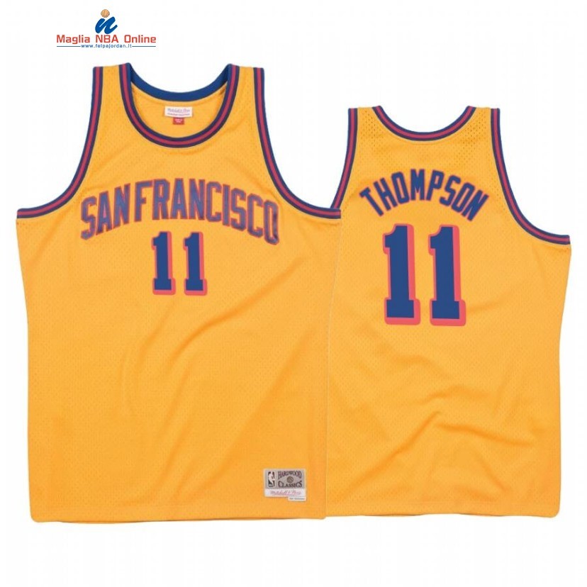 Maglia NBA Golden State Warriors #11 Klay Thompson Oro Hardwood Classics 1962-63 Acquista