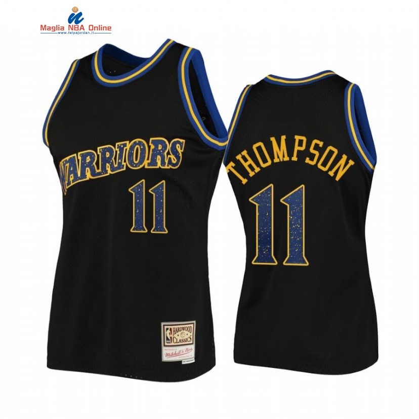 Maglia NBA Golden State Warriors #11 Klay Thompson Rings Collection Nero Hardwood Classics Acquista