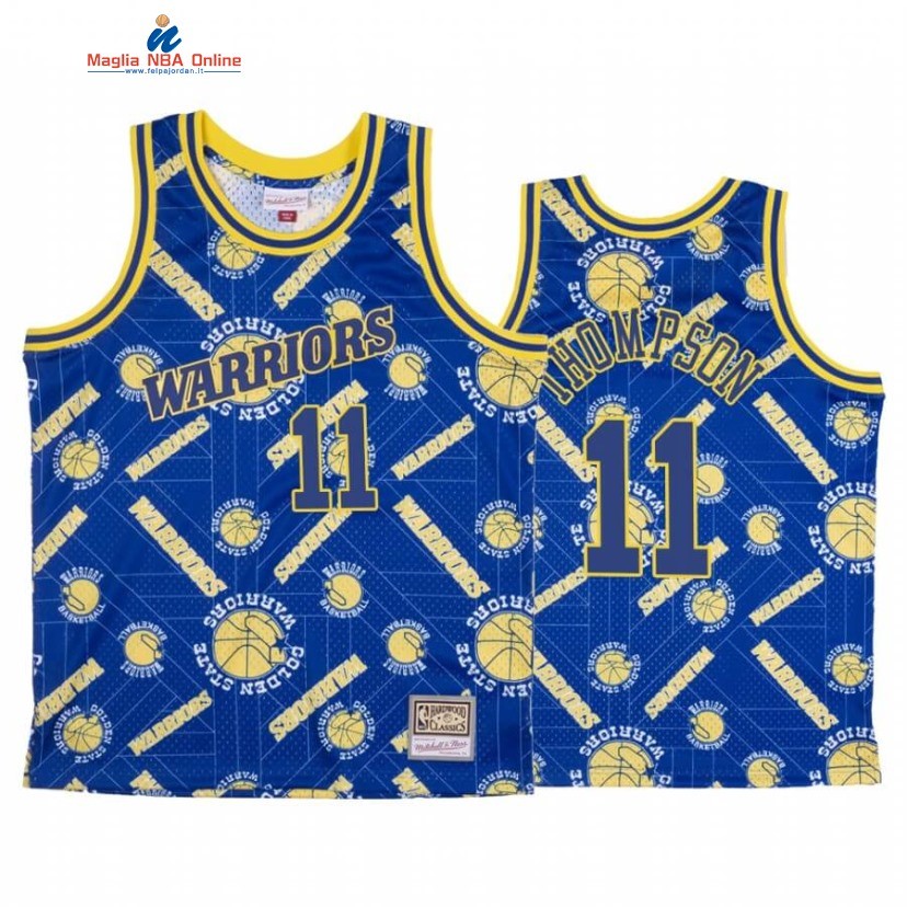 Maglia NBA Golden State Warriors #11 Klay Thompson Tear Up Pack Blu Hardwood Classics Acquista