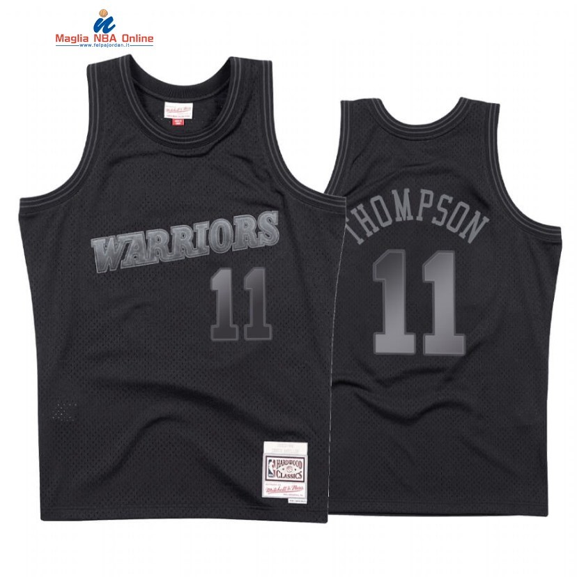 Maglia NBA Golden State Warriors #11 Klay Thompson Tonal Nero Hardwood Classics Acquista