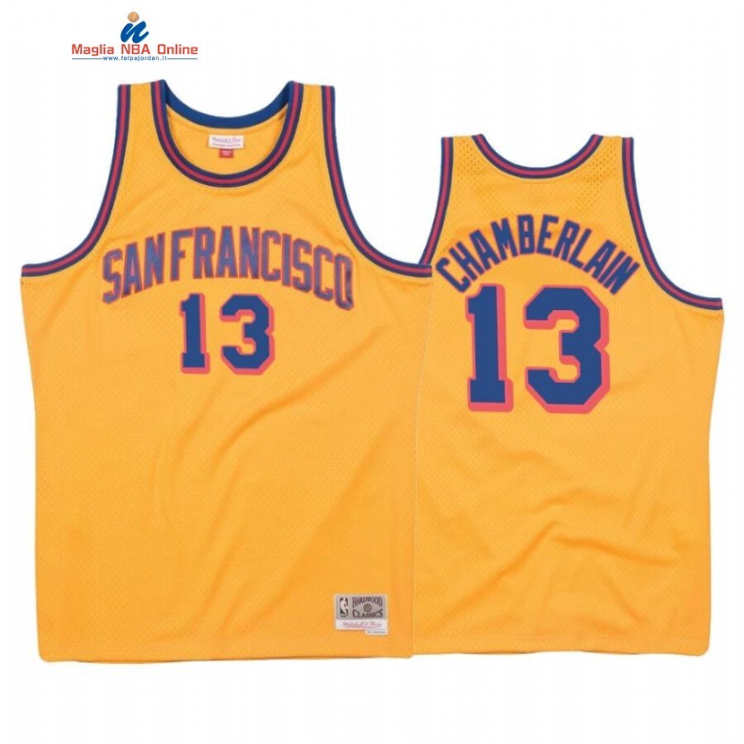 Maglia NBA Golden State Warriors #13 Wilt Chamberlain Oro Hardwood Classics 1962-63 Acquista