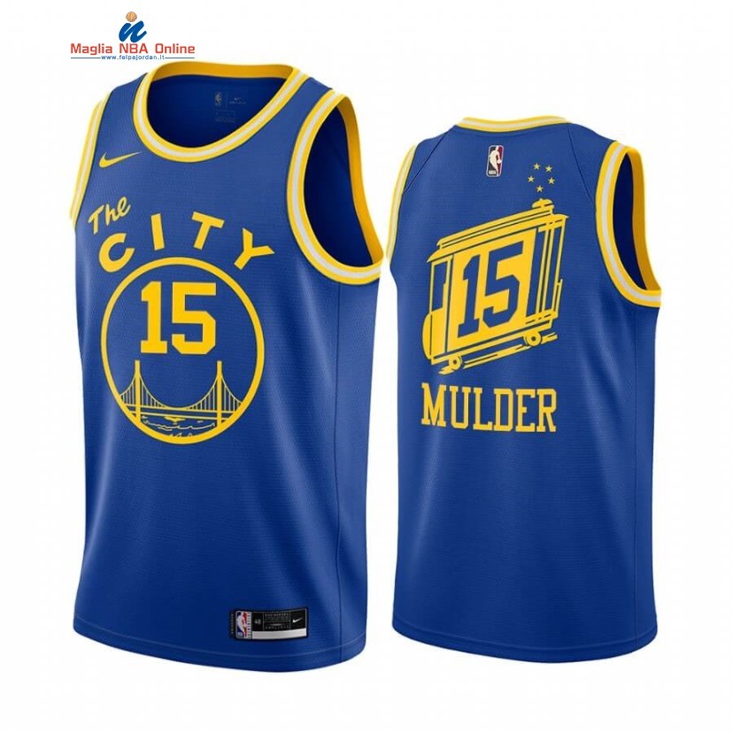 Maglia NBA Golden State Warriors #15 Mychal Mulder Blu Throwback 2020-21 Acquista