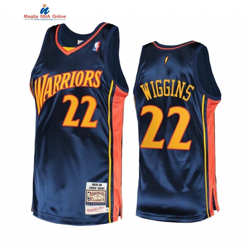 Maglia NBA Golden State Warriors #22 Andrew Wiggins Marino Hardwood Classics 2020 Acquista