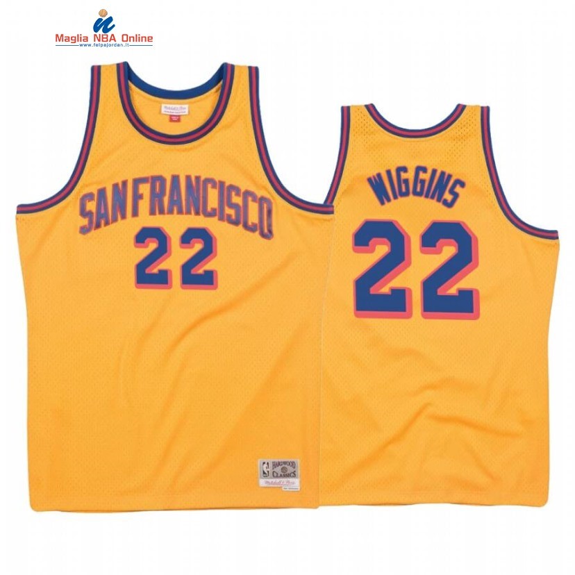 Maglia NBA Golden State Warriors #22 Andrew Wiggins Oro Hardwood Classics 1962-63 Acquista