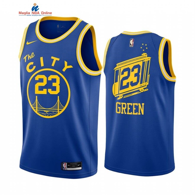 Maglia NBA Golden State Warriors #23 Draymond Green Blu Throwback 2020-21 Acquista