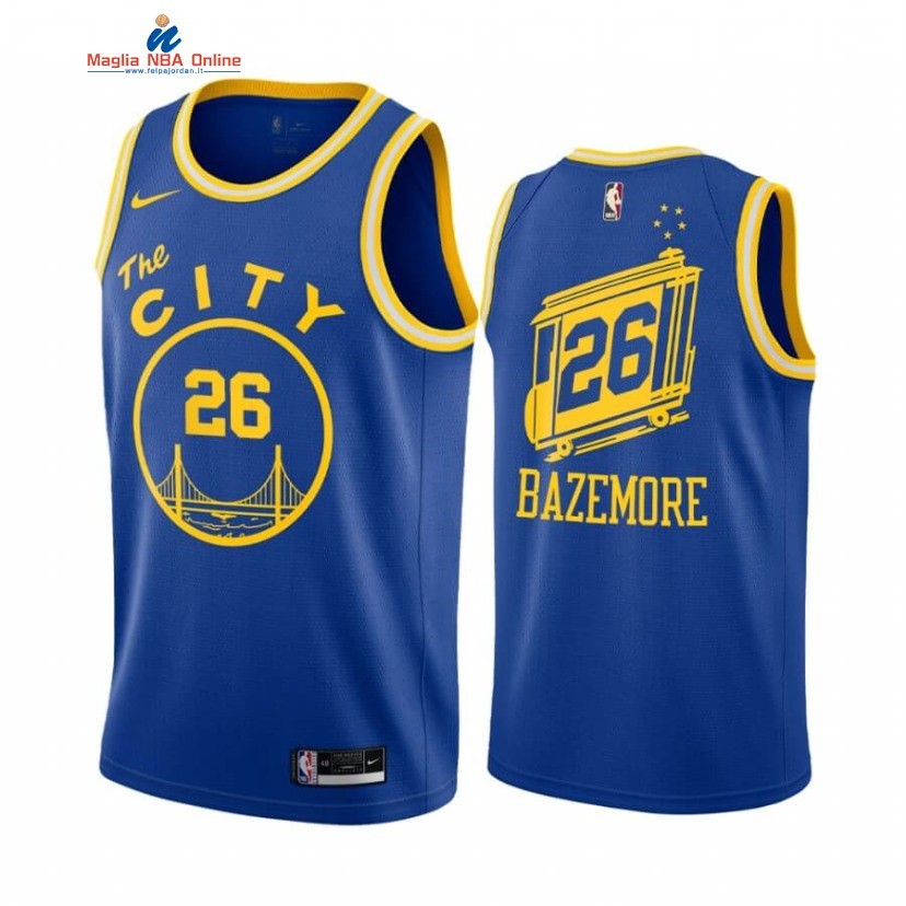 Maglia NBA Golden State Warriors #26 Kent Bazemore Blu Throwback 2020-21 Acquista