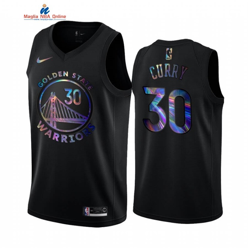 Maglia NBA Golden State Warriors #30 Stephen Curry Nero Hardwood Classics 2020 Acquista