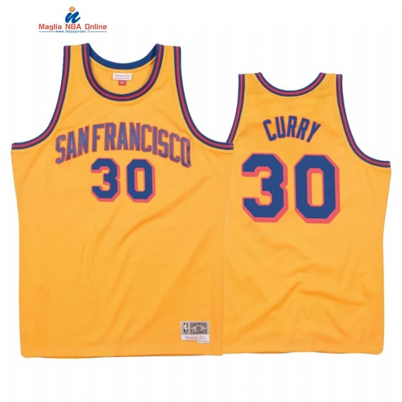 Maglia NBA Golden State Warriors #30 Stephen Curry Oro Hardwood Classics 1962-63 Acquista