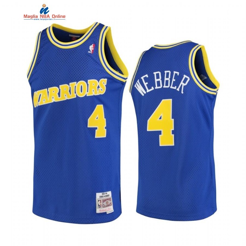 Maglia NBA Golden State Warriors #4 Chris Webber Blu Hardwood Classics 2020 Acquista