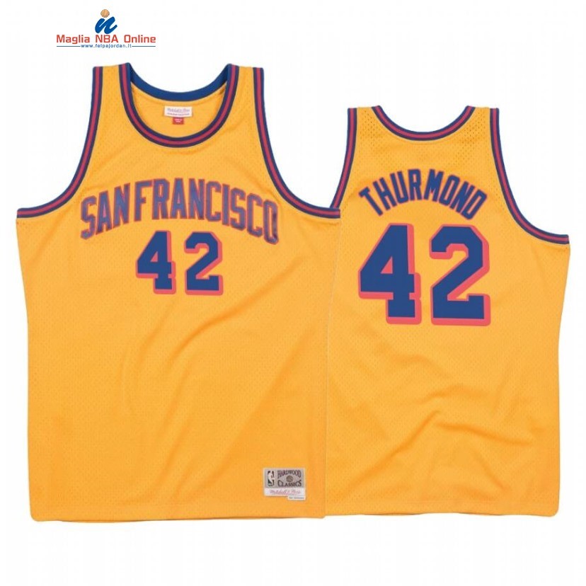 Maglia NBA Golden State Warriors #42 Nathaniel Thurmond Oro Hardwood Classics 1962-63 Acquista