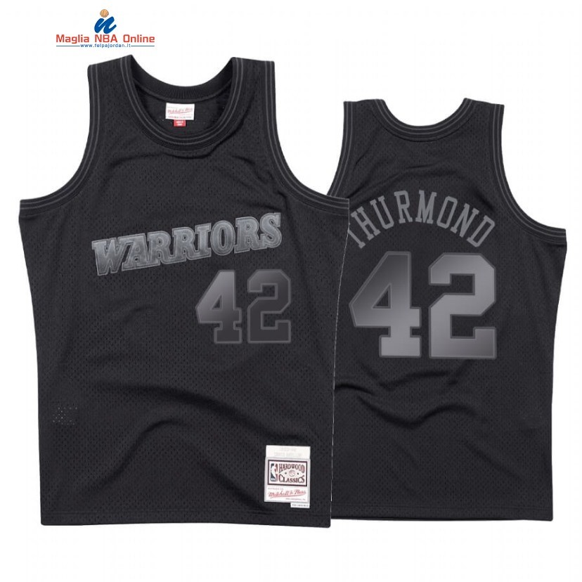 Maglia NBA Golden State Warriors #42 Nathaniel Thurmond Tonal Nero Hardwood Classics Acquista