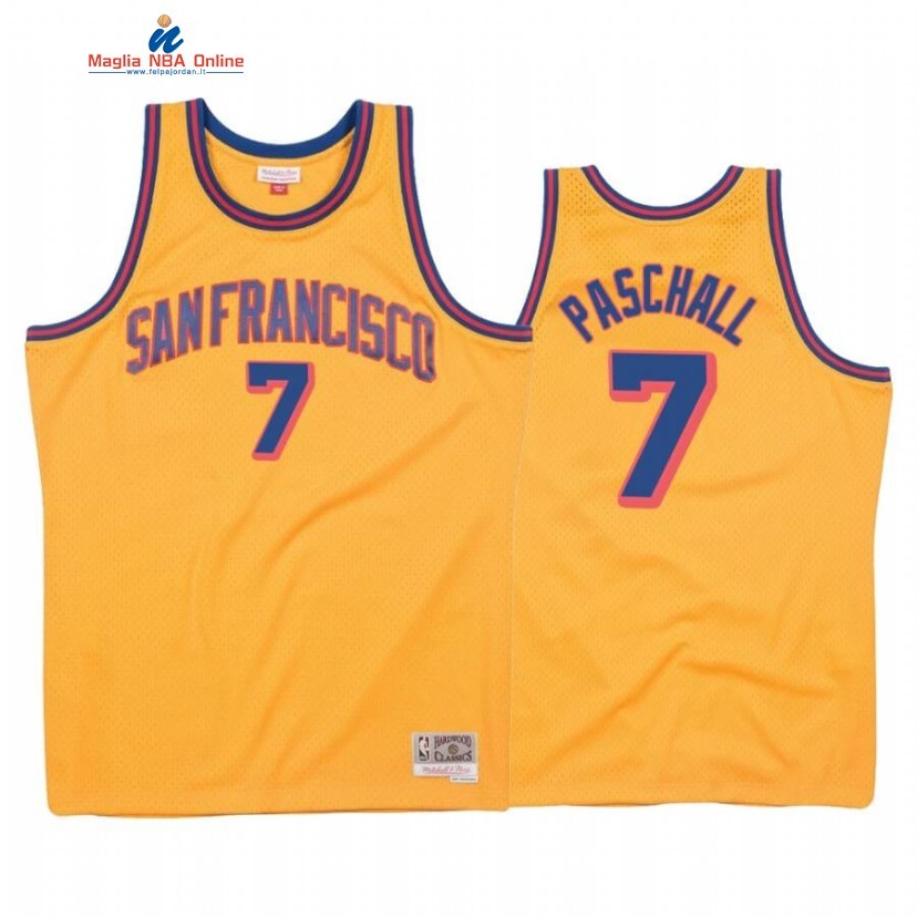 Maglia NBA Golden State Warriors #7 Eric Paschall Oro Hardwood Classics 1962-63 Acquista