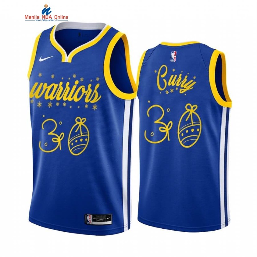 Maglia NBA Golden State Warriors 2020 Natale #30 Stephen Curry Blu Acquista