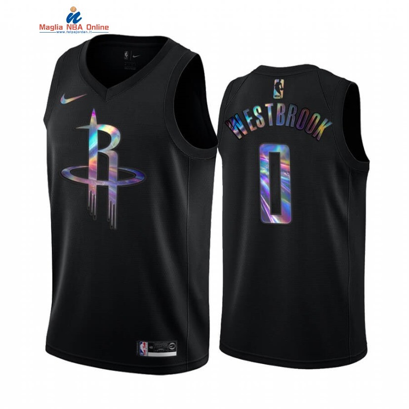 Maglia NBA Houston Rockets #0 Russell Westbrook Nero Hardwood Classics 2020 Acquista