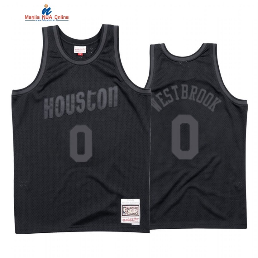 Maglia NBA Houston Rockets #0 Russell Westbrook Tonal Nero Hardwood Classics 2020 Acquista
