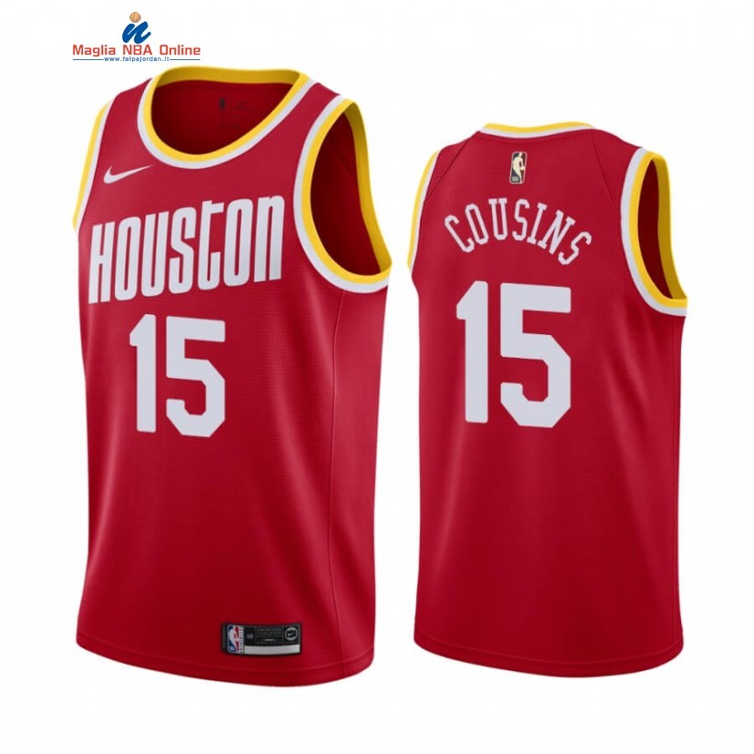 Maglia NBA Houston Rockets #15 DeMarcus Cousins Rosso Hardwood Classics 2020-21 Acquista