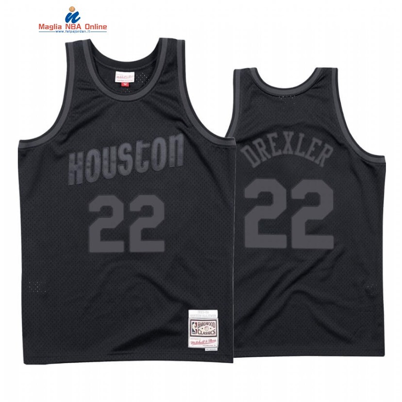 Maglia NBA Houston Rockets #22 Clyde Drexler Tonal Nero Hardwood Classics 2020 Acquista