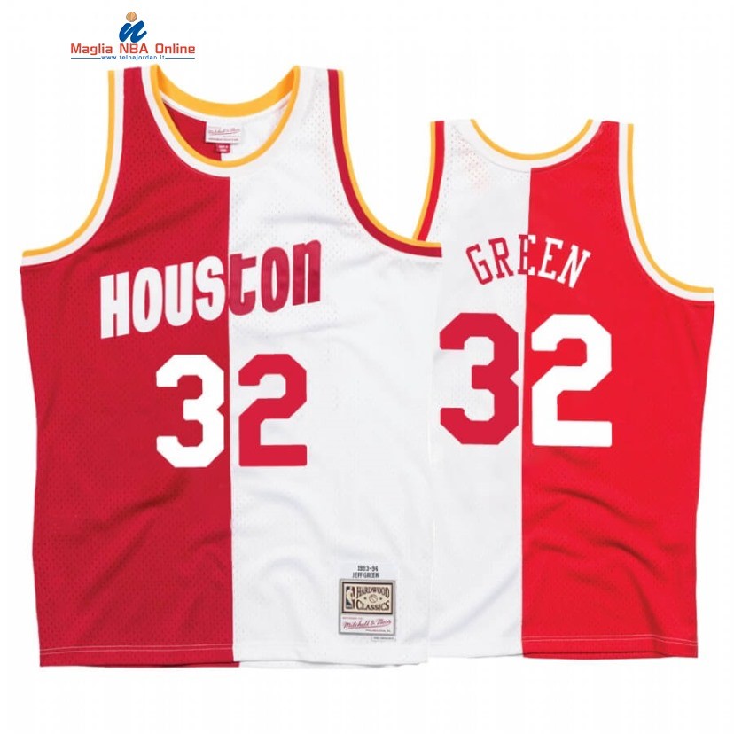 Maglia NBA Houston Rockets #32 Jeff Green Bianco Rosso Split Hardwood Classics Acquista
