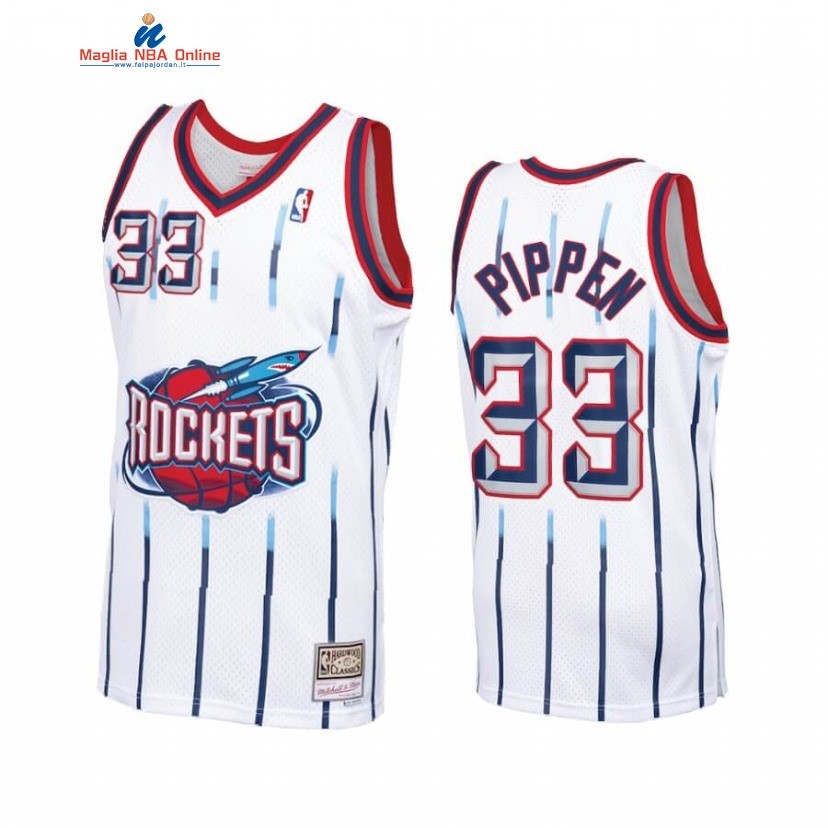 Maglia NBA Houston Rockets #33 Scottie Pippen Bianco Hardwood Classics 1998 Acquista
