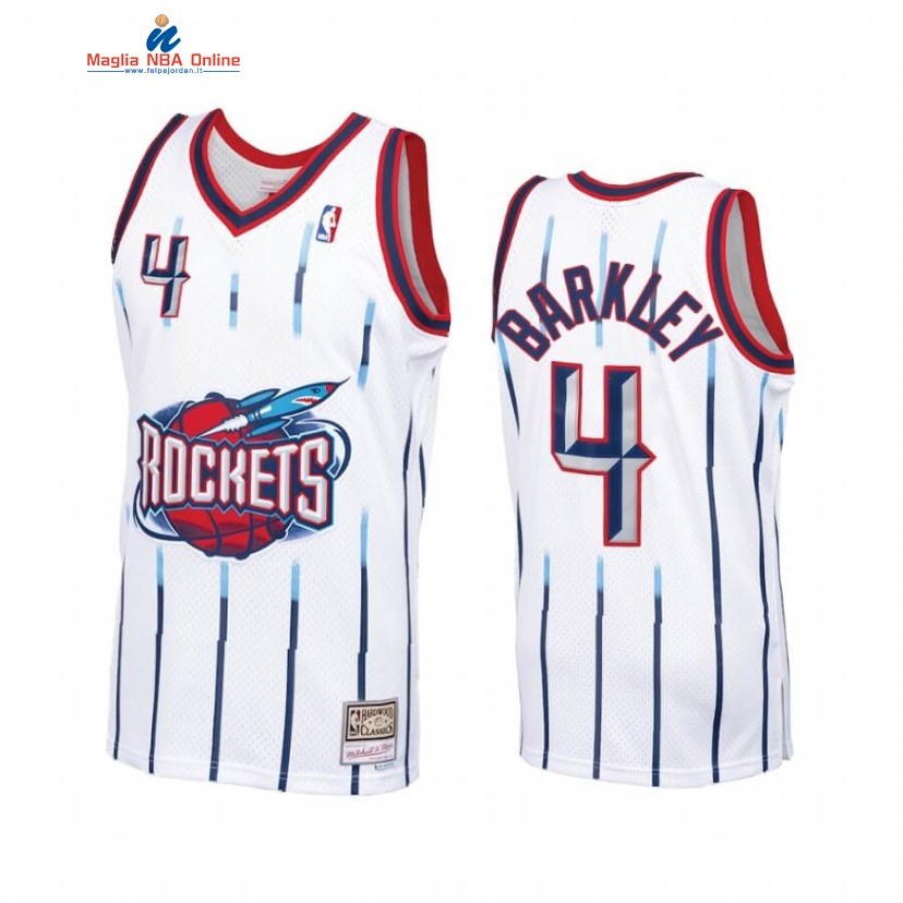 Maglia NBA Houston Rockets #4 Charles Barkley Bianco Hardwood Classics 2020 Acquista