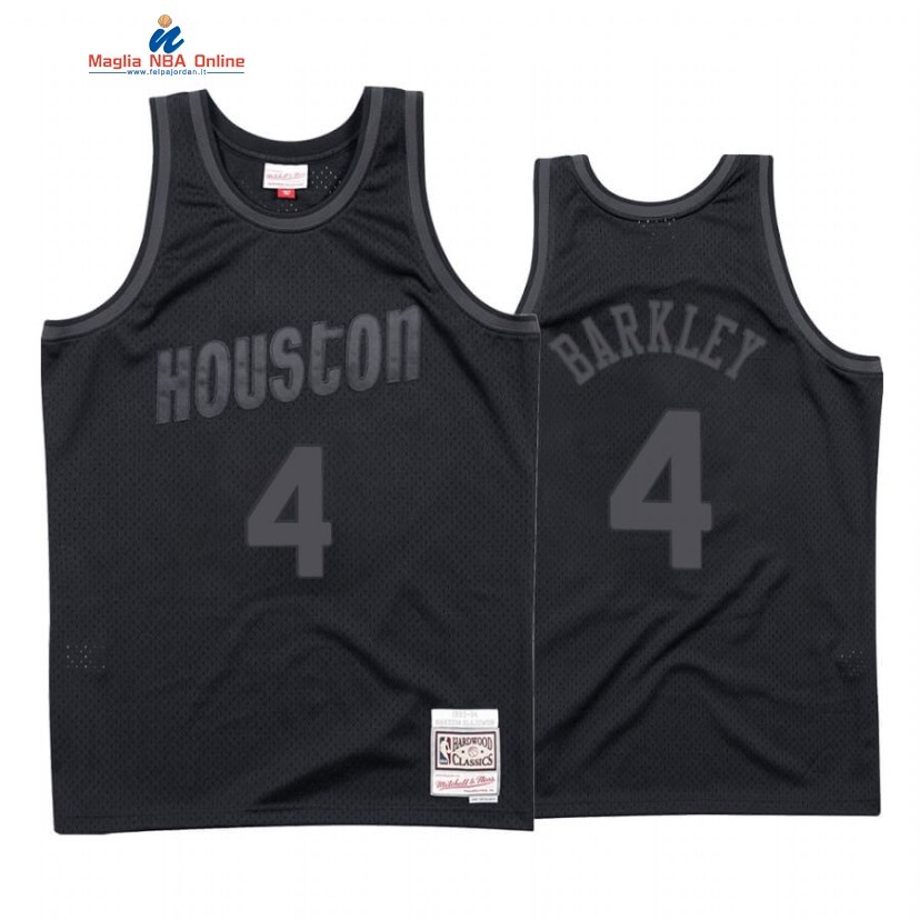 Maglia NBA Houston Rockets #4 Charles Barkley Tonal Nero Hardwood Classics 2020 Acquista