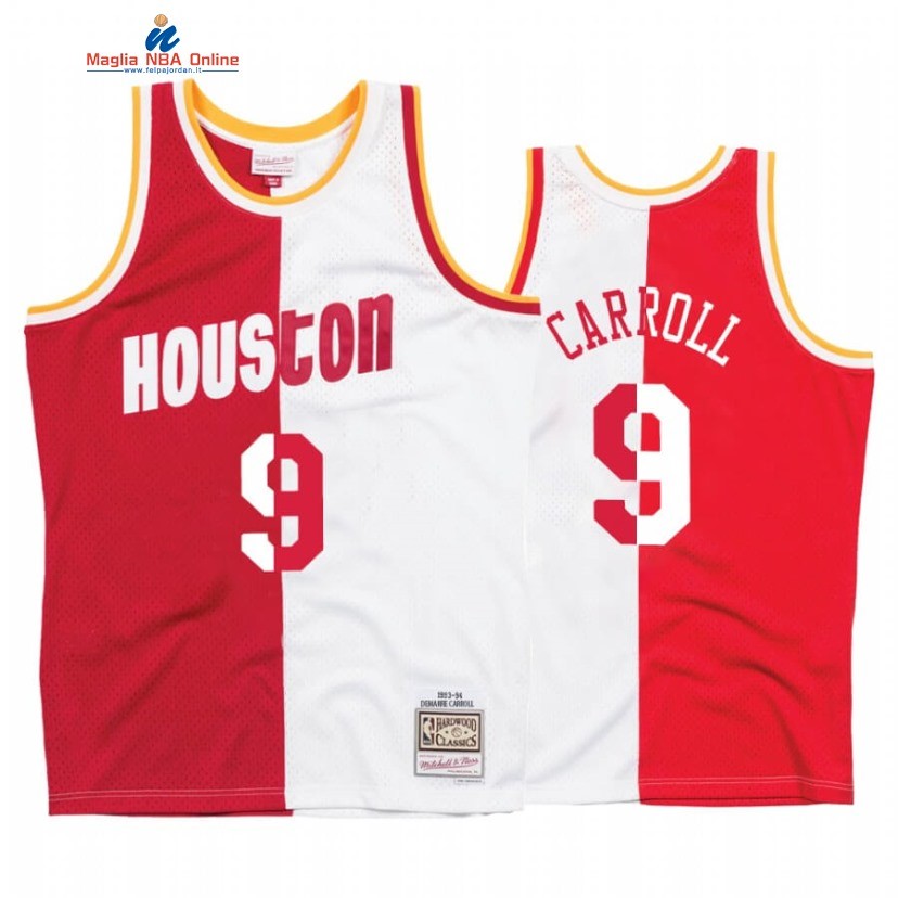 Maglia NBA Houston Rockets #9 DeMarre Carroll Bianco Rosso Split Hardwood Classics Acquista