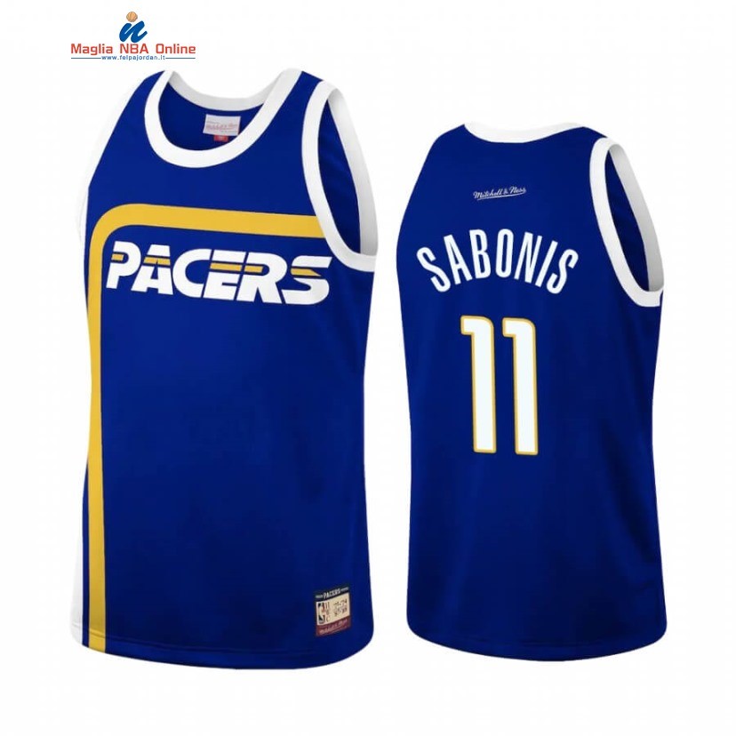 Maglia NBA Indiana Pacers #11 Domantas Sabonis Team Heritage Blu Throwback Acquista