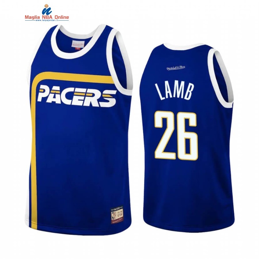 Maglia NBA Indiana Pacers #26 Jeremy Lamb Team Heritage Blu Throwback Acquista